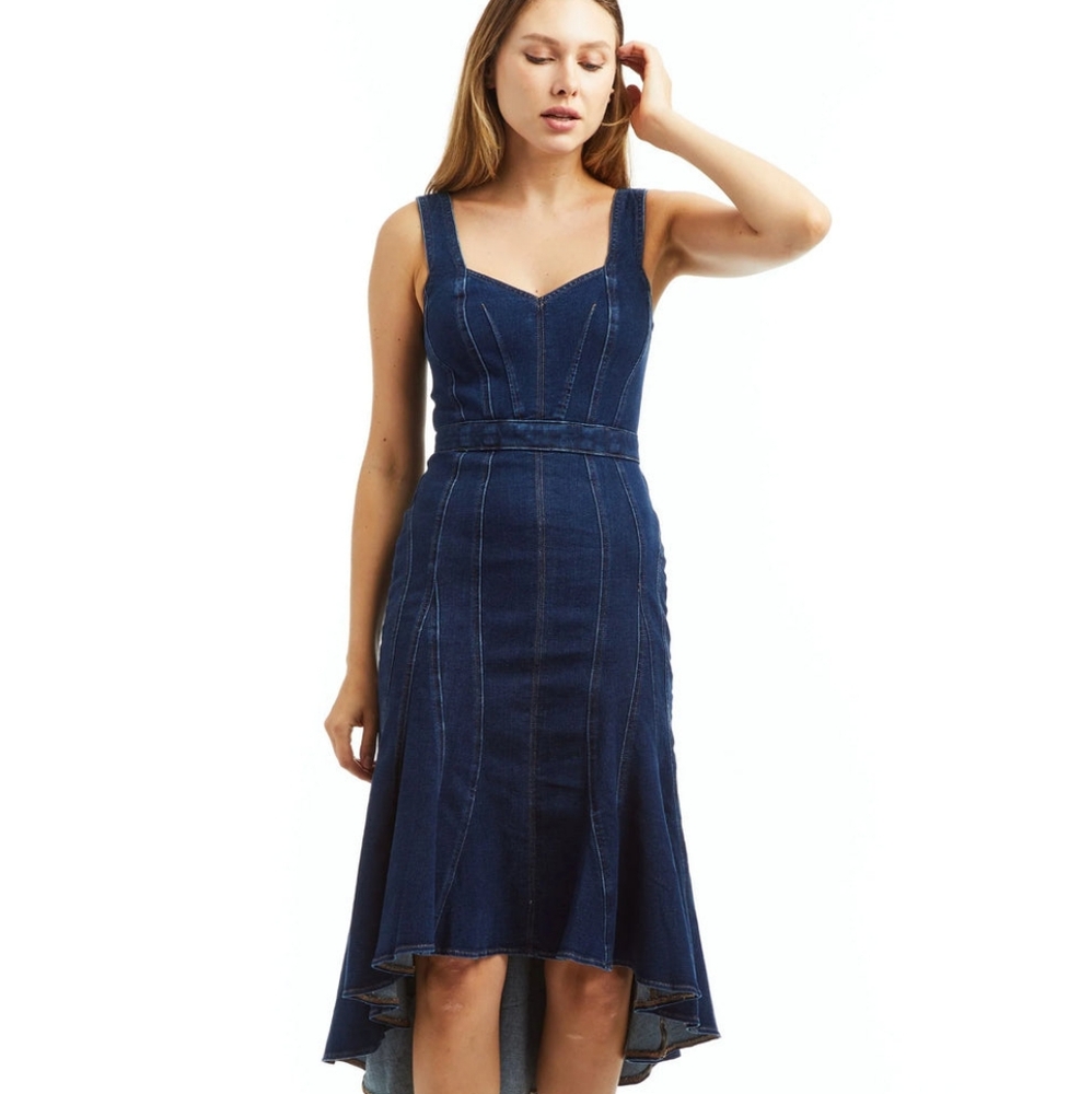 Tractr Denim Tank High Low Dress